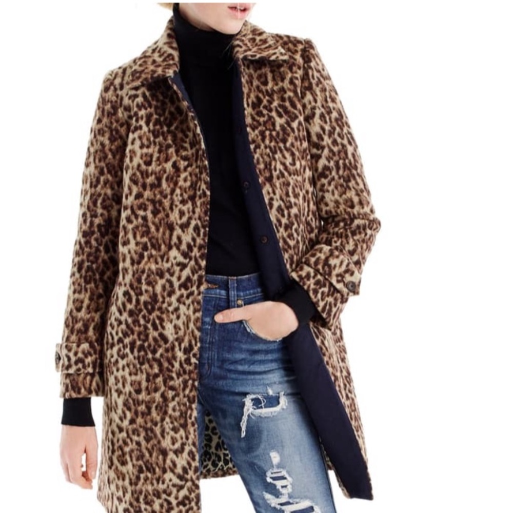 J. Crew Double Leopard Topcoat Size 2